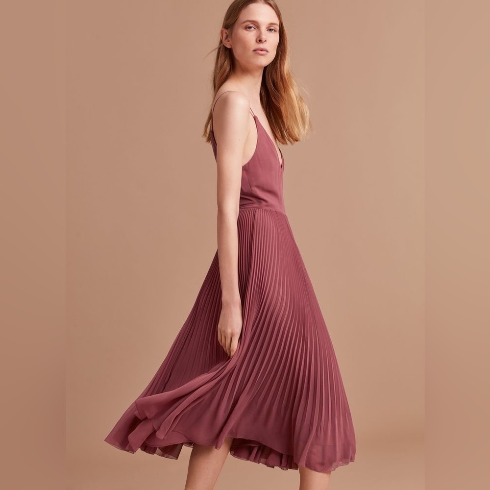 Aritzia Wilfred Beaune Pleated Midi Dress XS